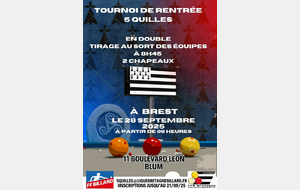 Tournoi de rentrée 5 Quilles en double à l'Académie